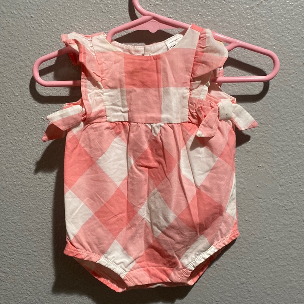 Carters newborn pink plaid outfit
